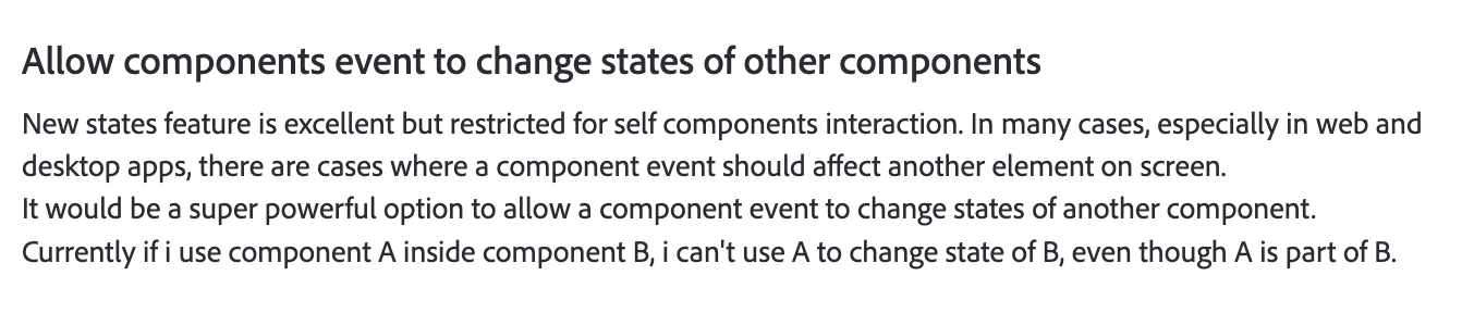 Comment: Allow components event to change states of other components
