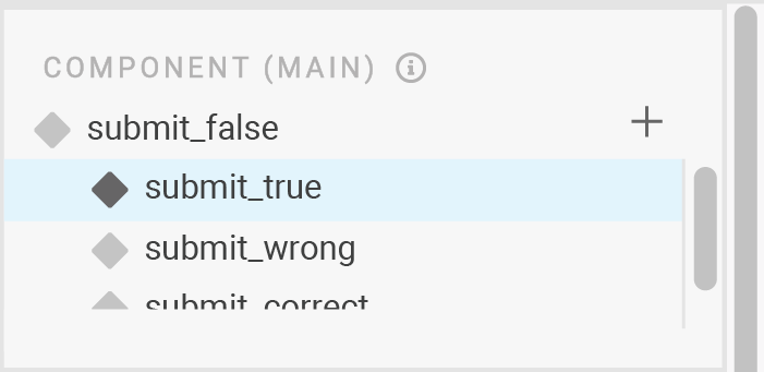 Prototype section: Submit states, false, true, wrong, and correct.