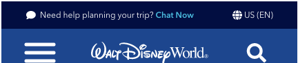 A small dark blue line above the main nav has enough space to include a chat icon and microcopy that says, 