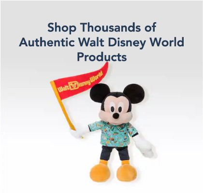 A link to shop Disney World only has a lone, quirky stuffed Mickey Mouse.